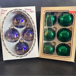 American Made Krebs Glass Ornaments Two Sets